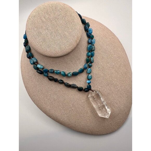 MANIFEST Apatite + DT Quartz Mala Necklace Pendant - Picture 7 of 8